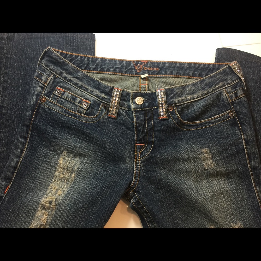 Bling distressed BeBe jeans. Size 29